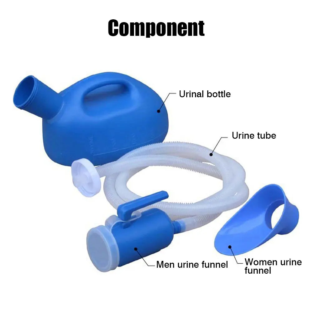 Portable Urinal with Extension Hose: 2000ml Capacity for Men and Women - Ideal for Camping and Travel