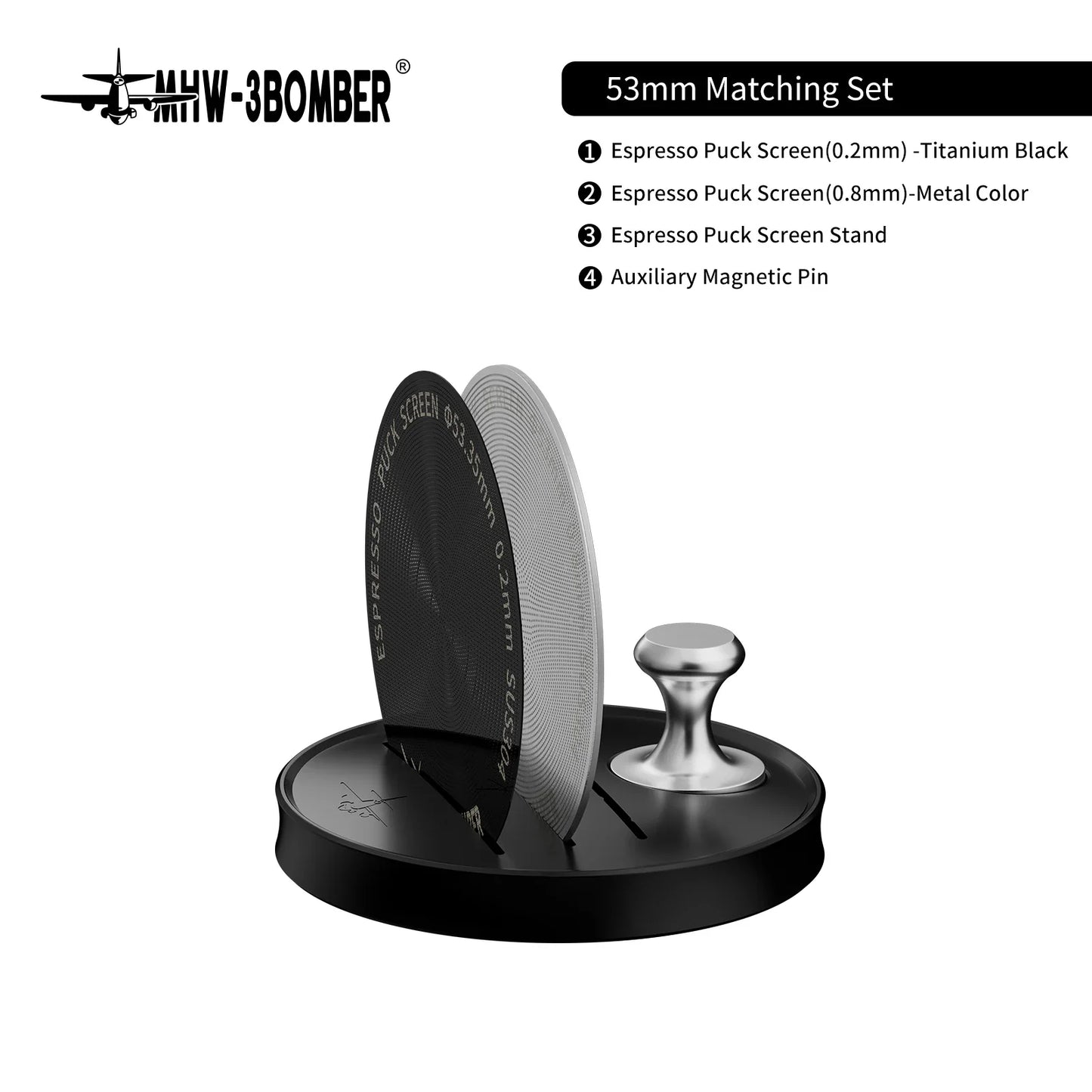 MHW-3BOMBER Espresso Puck Screen – 51/53/58.5mm Reusable Stainless Steel Coffee Filter, 0.8/0.2mm Thickness Coffee Tool