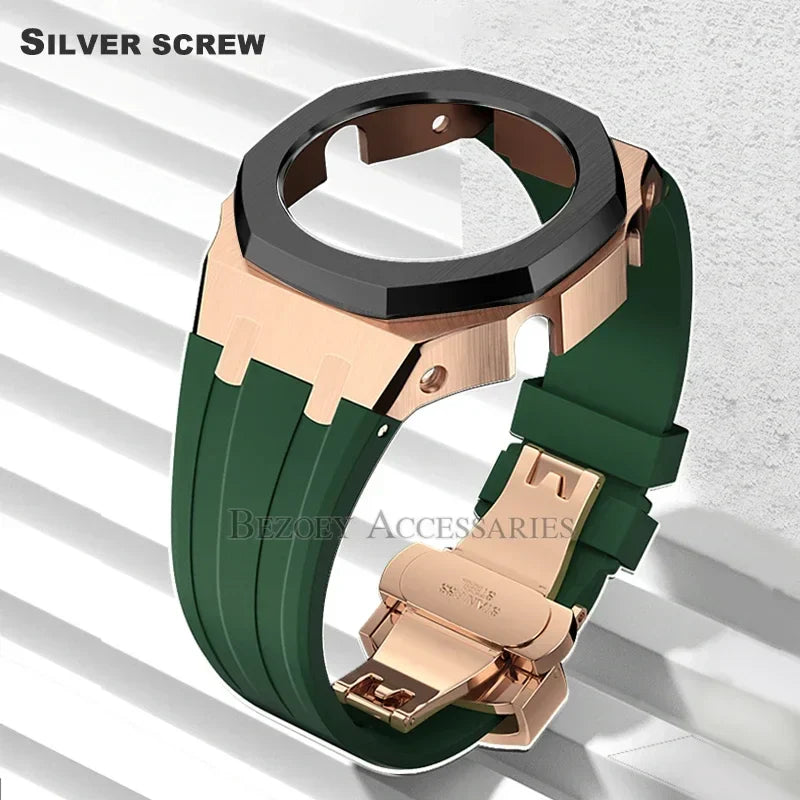 GEN4 Casioak GA2100 Mod Kit – Stainless Steel Case, Bezel, and Rubber Strap Replacement for G-SHOCK GA2100/GA2110