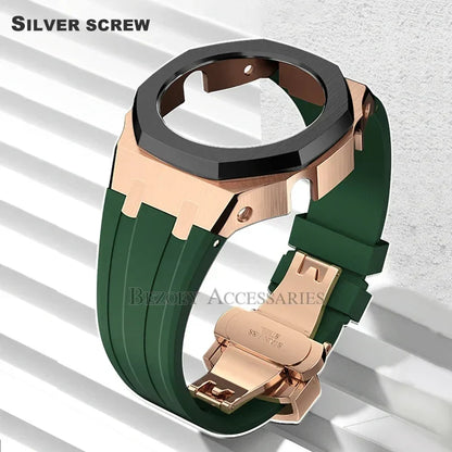 GEN4 Casioak GA2100 Mod Kit – Stainless Steel Case, Bezel, and Rubber Strap Replacement for G-SHOCK GA2100/GA2110