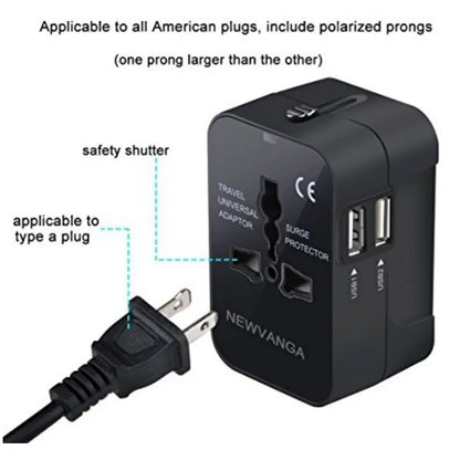 Travel Adapter with Dual USB Port - Universal UK to EU Plug Converter - Hot Sale Item