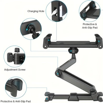 Car Tablet Holder - Headrest Mount Stand for iPad Air, Mini & 4.7-12.9" Devices