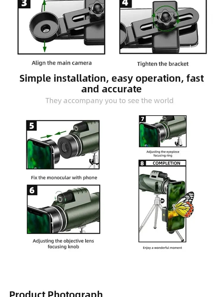 80x100 Portable HD Zoom Telescope | Folding Long-Distance Mini Telescope for Hunting, Camping & Travel