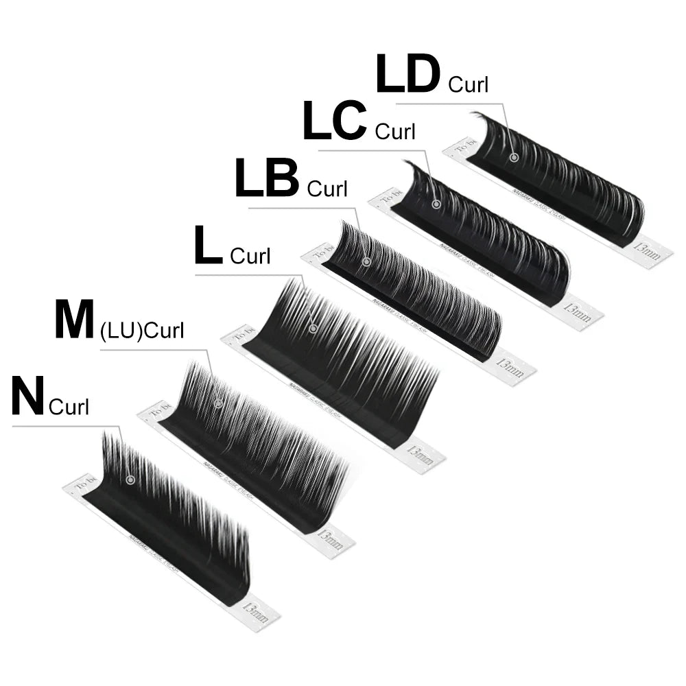 NAGARAKU Synthetic Mink Eyelash Extensions — 16 Lines, Mixed 7-15mm N/M/L/LB/LC/LD Curl High-Quality Individual Lashes
