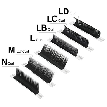 NAGARAKU Synthetic Mink Eyelash Extensions — 16 Lines, Mixed 7-15mm N/M/L/LB/LC/LD Curl High-Quality Individual Lashes