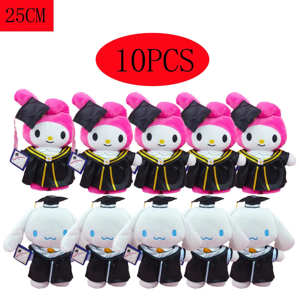 Anime Plush 25cm – Cinnamoroll, My Melody, Kuromi & Hello Kitty Kawaii Soft Stuffed Graduation Doll Gift