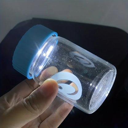 Glass Jar with LED Light — Light-Up Airtight Smoking Storage Bottle with Magnifying Viewing Multi-Use Container