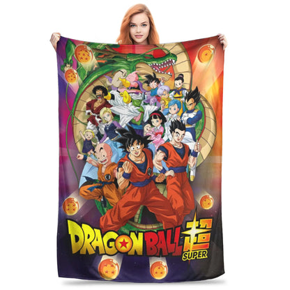 Dragon Ball Z Anime Blanket – Goku Flannel Throw for Bed & Sofa, Warm Cozy DBZ Blanket for Spring & Autumn