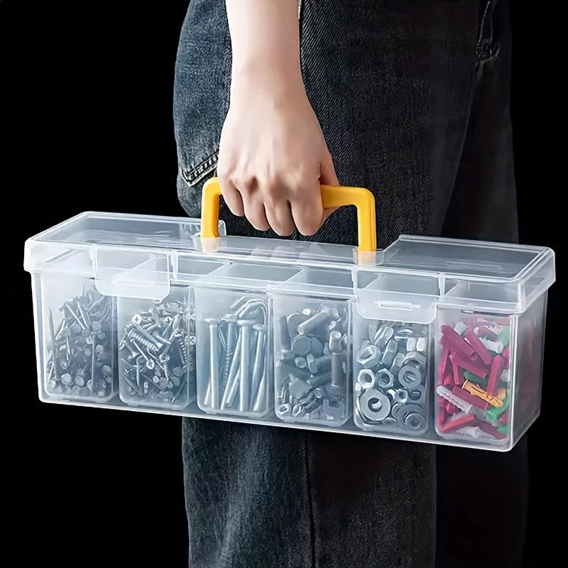 Transparent Hardware Storage Box - Multi-Compartment Organizer for Screws, Tools & Small Parts