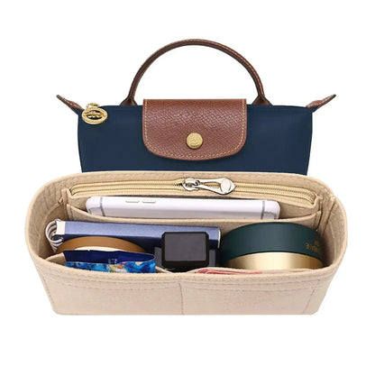Felt Insert Bag Organizer — Bag-in-Bag Purse Organizer for Longchamp Mini Shoulder Bag
