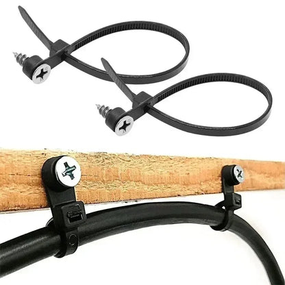 Multipurpose Heavy Duty Nylon Cable Ties: Adjustable Self-Locking Cord Organizer Straps with Screw Hole - DIY Fastening Loop
