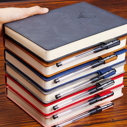 A5 Thickened Deer Head Notebook – Business PU Soft Leather Notepad with Horizontal Lines, School & Office Stationery Supplies