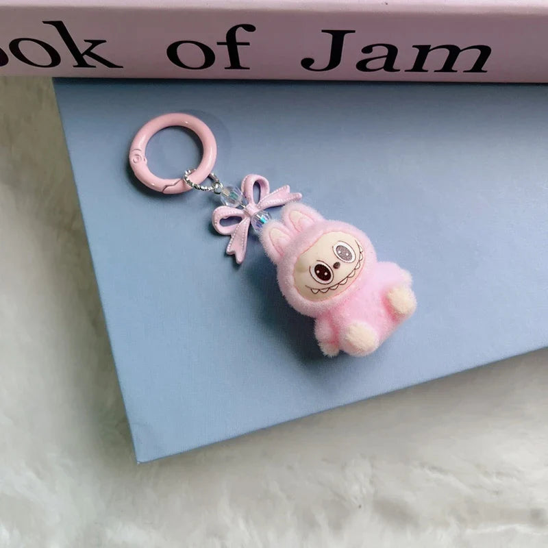 Plush Baby Keychain Bowknot Bag Pendant Hanging Charm for Phone Car Backpack Labobu Gift