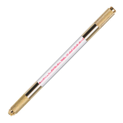 Manual Double-Ended Crystal Acrylic Microblading Pen – Permanent Makeup Eyebrow Tattoo Tool for Flat & Round Needles