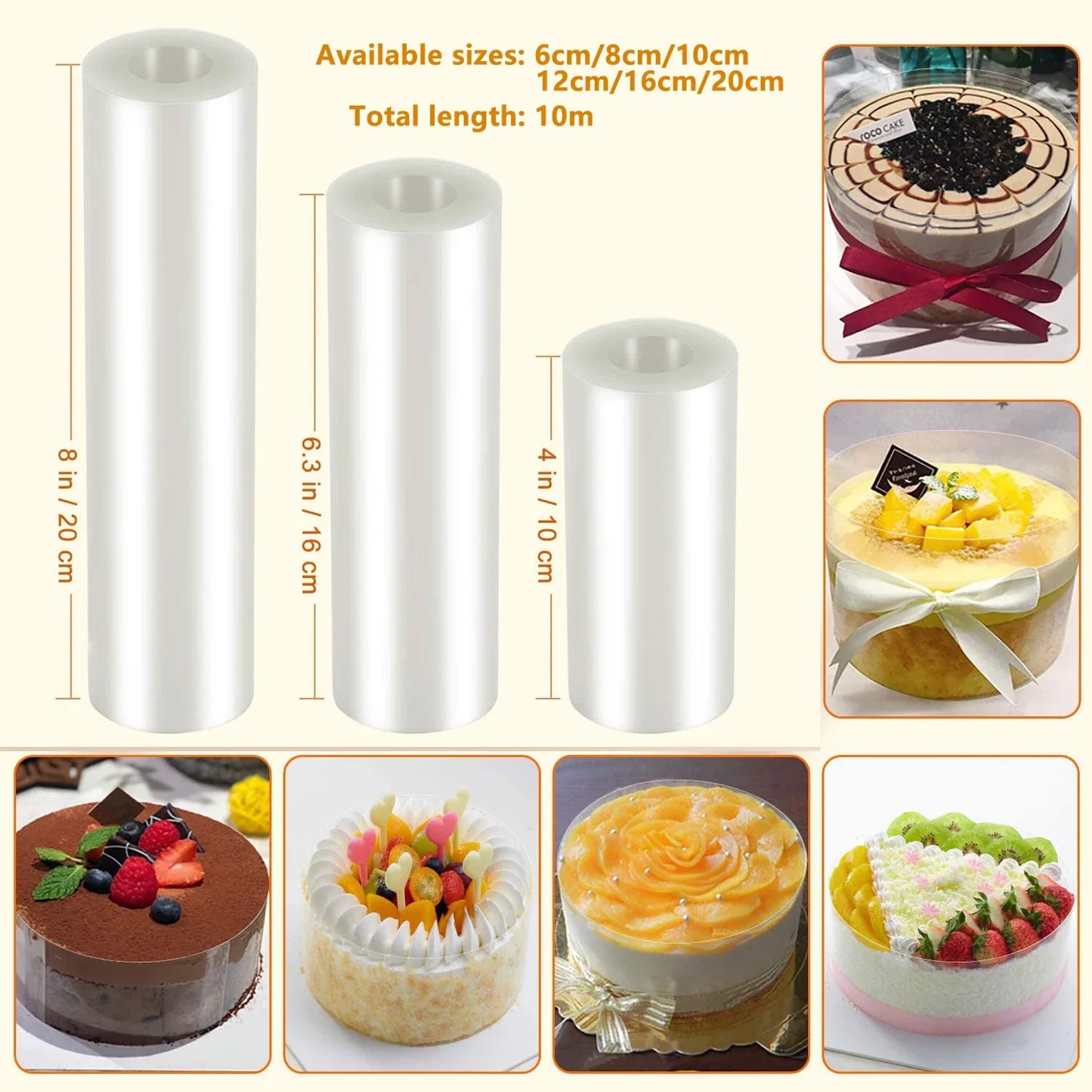 Acetate Film for Bakeware - Transparent Cake Surround Film, DIY Mousse Cake Collar Sheets for Cake Decorating