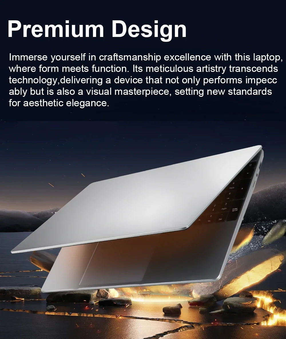 2025 Ultra-Thin Business Notebook — 15.6" Windows 11 Laptop, Intel Celeron N4000, 16GB RAM, 1TB/2TB SSD with Fingerprint