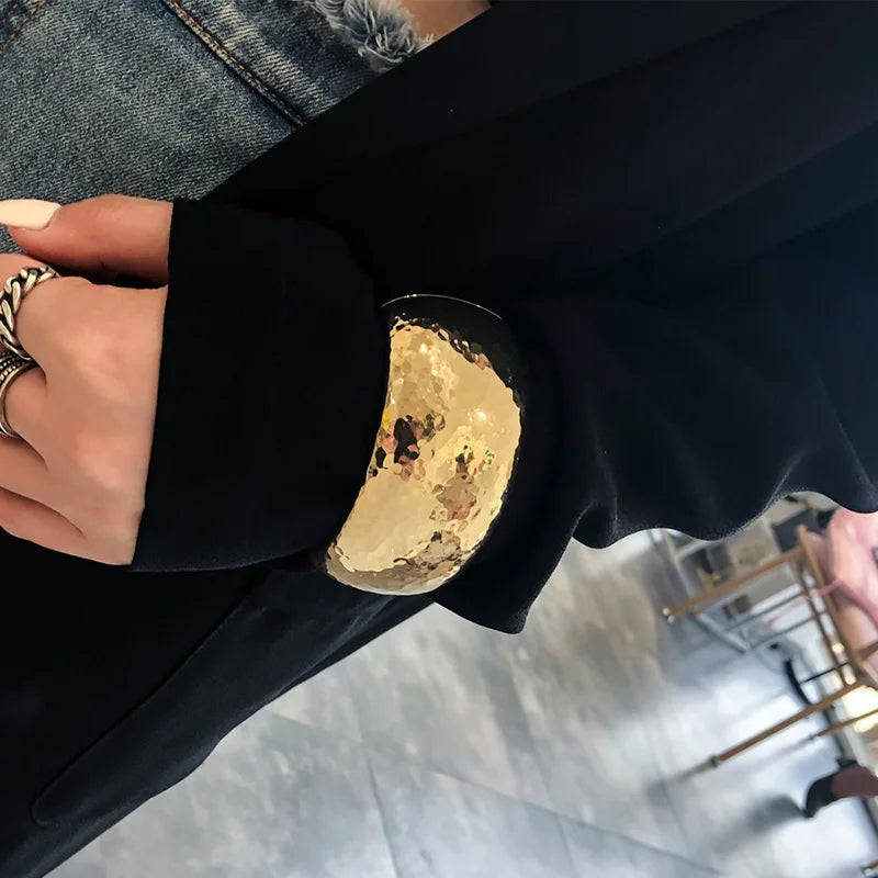 Mewanry Minimalist Wide Bracelet for Women & Couples – Trendy Hip Hop Handmade Classic Jewelry Gift