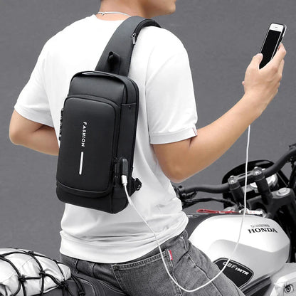 Anti-theft USB Shoulder Bag: Men's Multifunction Crossbody Travel Sling - Secure Messenger Pack for Male Adventure