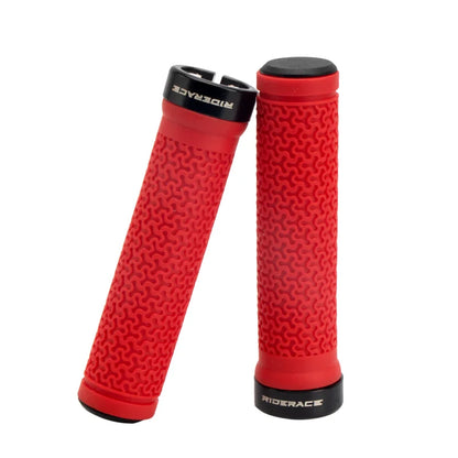 MTB Bicycle Handlebar Grips – Soft Rubber Non-Slip Grips with Single-Sided Lock & End Plugs for Mountain Bikes