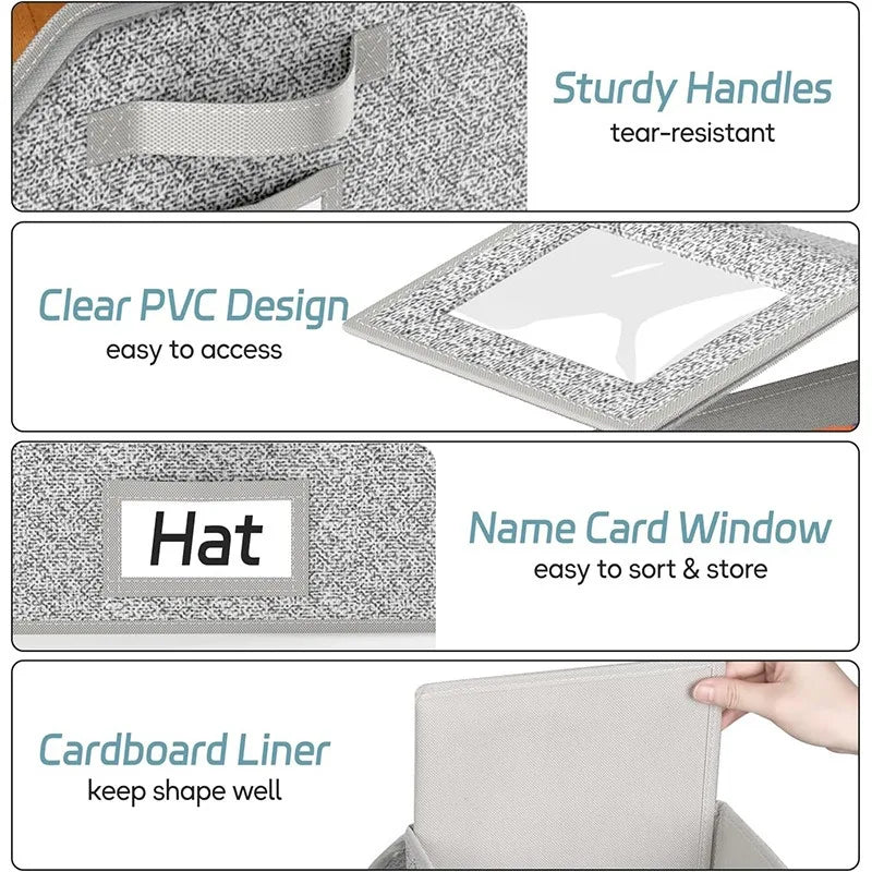 Foldable Zipper Baseball Cap Storage Box – Dustproof Non-Woven Hat Organizer for Wardrobe