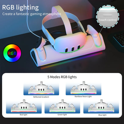 Charging Base for Oculus Quest 3/3S – VR Headset & Controller Charger Dock with LED Indicator, Fast Wall Mount Station