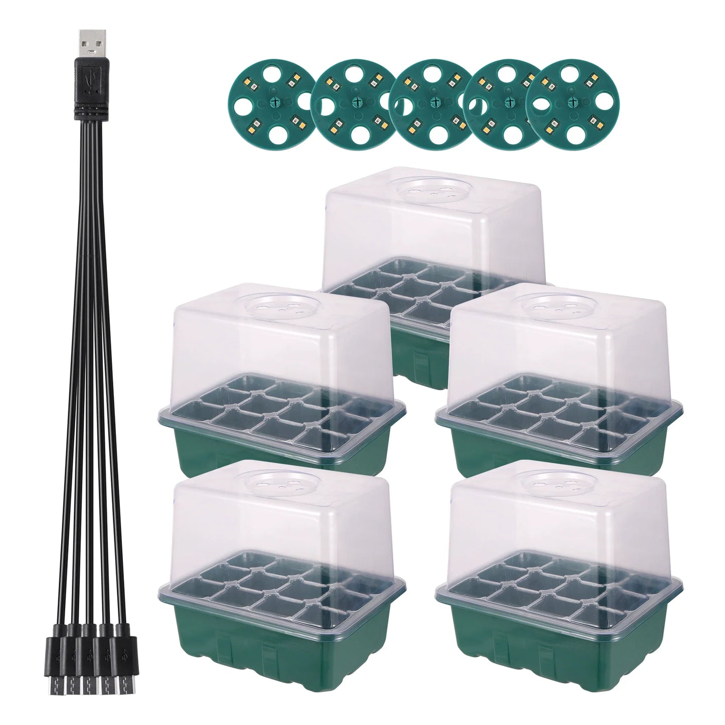 LED Grow Light with 6/12-Hole Seed Starter Trays — Indoor Plant Germination & Seedling Growing Box