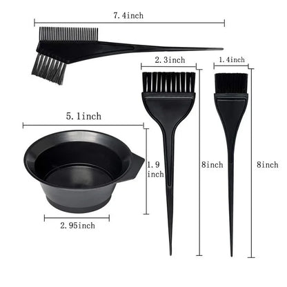 4-Piece Hair Dyeing Kit – Hair Color Mixing Bowl with Brush for DIY Salon & Home Hair Coloring and Bleaching