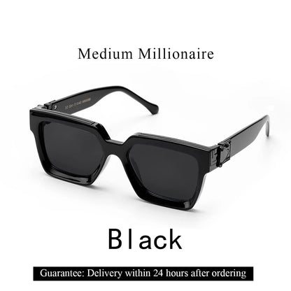 Ruiao Retro Black Millionaire Sunglasses – Luxury Square Designer Shades for Men & Women (2024)