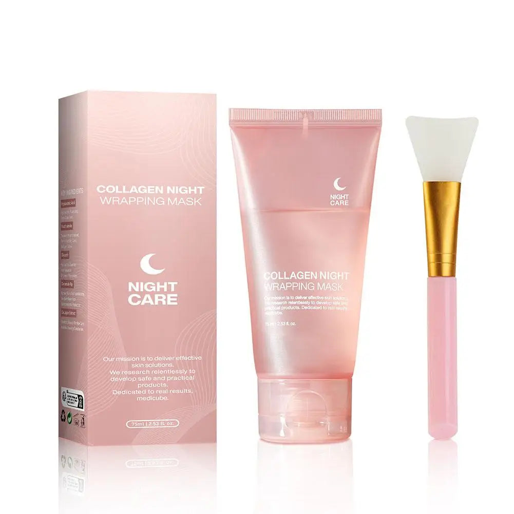 Hydrolyzed Collagen Overnight Facial Mask - Peel-Off Hydrating & Firming Mask, Reduces Sagging & Dullness, Boosts Elasticity