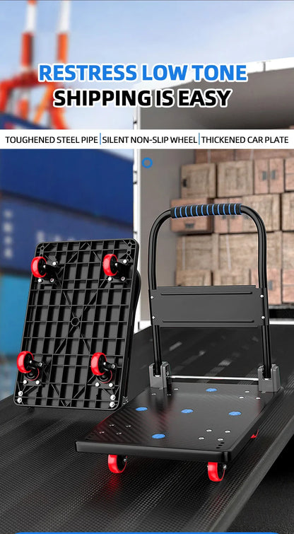 AIRAJ Foldable Platform Hand Truck – Heavy Duty Portable Trolley Cart, Compact Push Dolly for Practical Handling