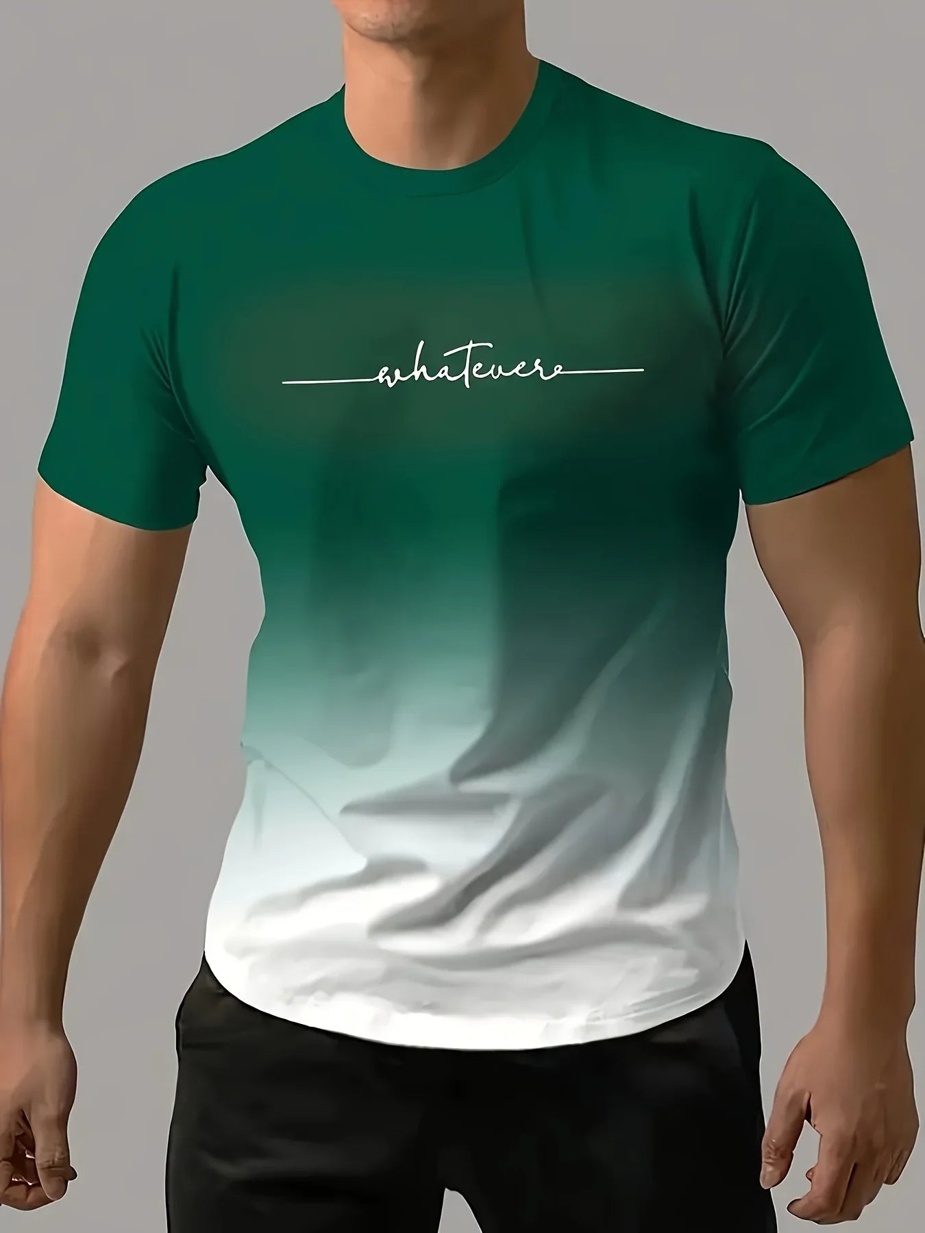 Men's Casual Crew Neck T-Shirt – Gradient Color Short Sleeve for Sports & Everyday Wear