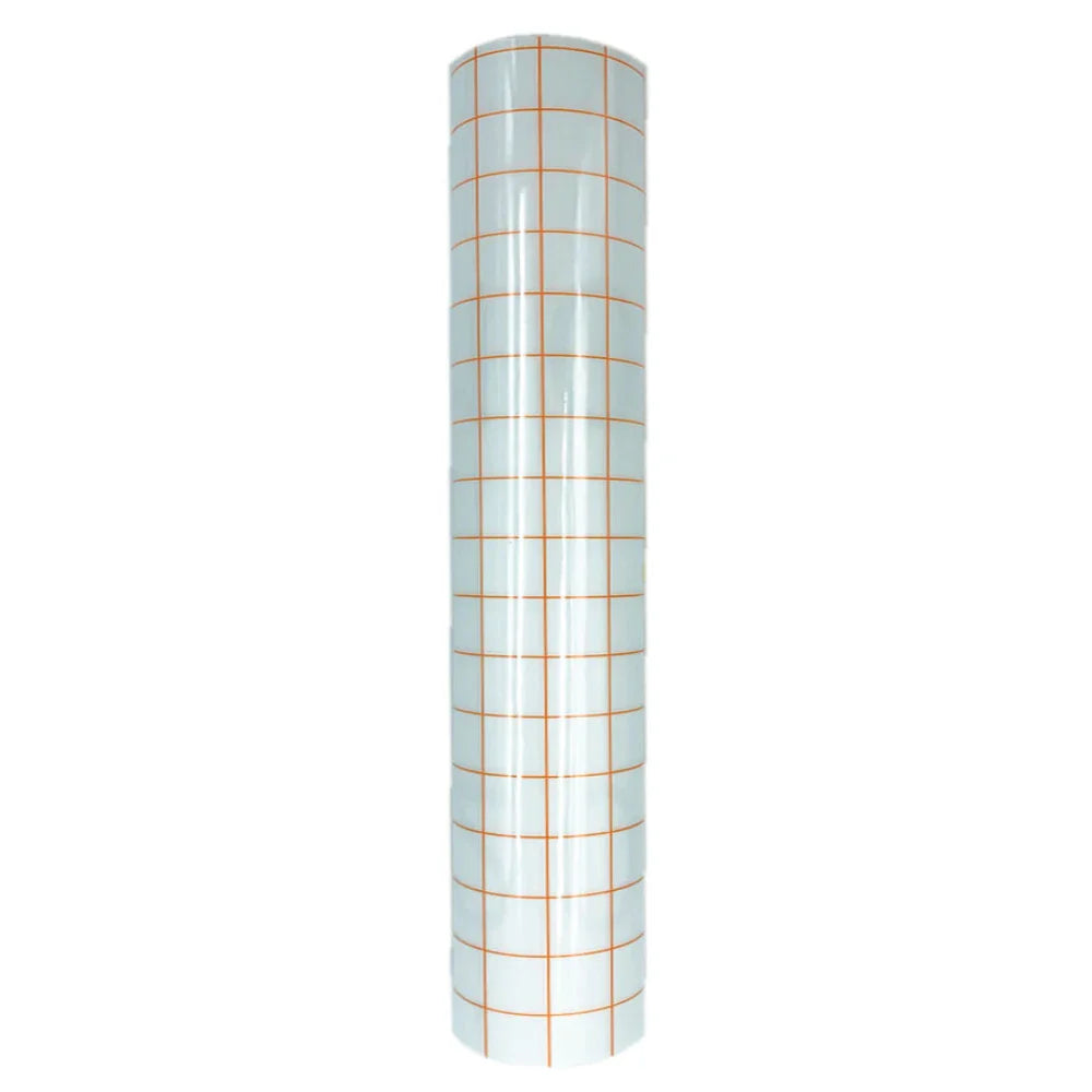 12 x 196 Inch Clear Vinyl Application Tape – Blue/Red Grid Transfer Paper for Car, Wall, and Craft Decals
