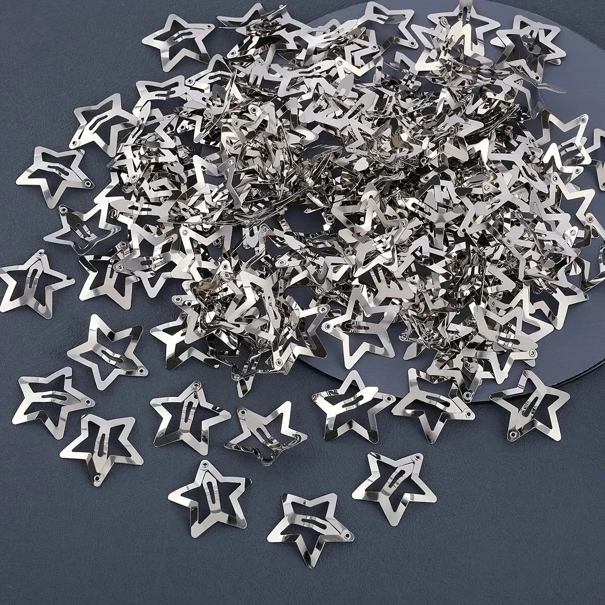 Y2K Silver Star Hair Clips - Metal Snap Clip Barrettes & Sparkle Hairpins for Girls, 5–200pcs