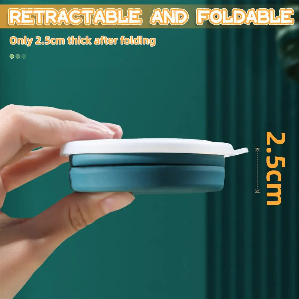 Portable Silicone Foldable Cup – Heat Resistant Collapsible with Lanyard – Lid and Folding Storage Travel Mug for Hot Water