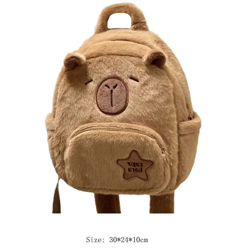 Kawaii Capybara Plush Backpack – Women’s Cartoon Crossbody & Large Capacity Tote Bag