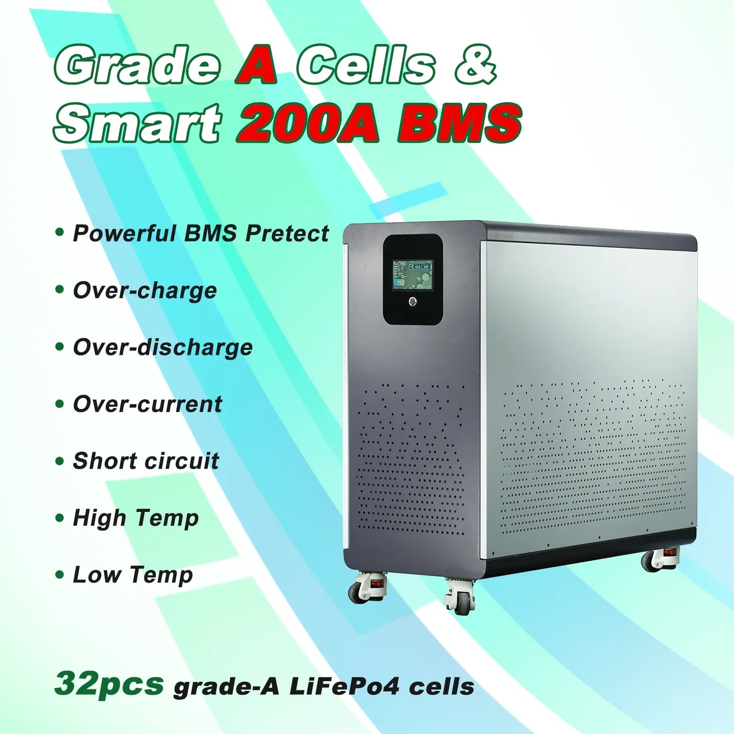 48V LiFePO4 Lithium Battery Pack – 30kWh, 100-600Ah, Built-in 200A BMS, 6000+ Cycles for Solar Systems (EU/PL Stock)