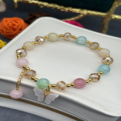 IFYOUOO Gorgeous Beaded Bracelet with Butterfly Pendant – Trendy Glass Beads, Dainty BFF Wrist Jewelry for Women