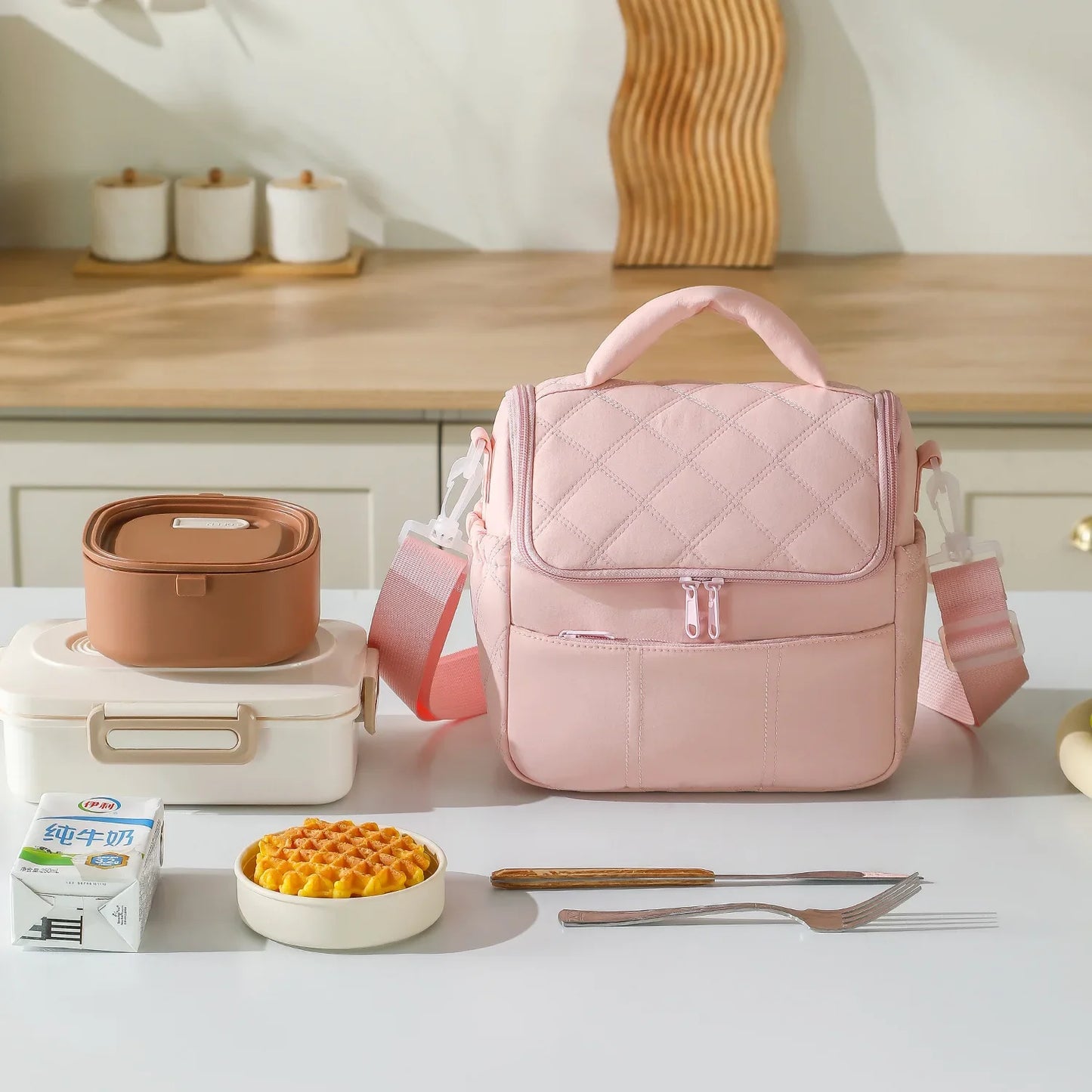 Insulated Lunch Bag - Portable Reusable Nylon Leakproof Lunch Box for Women