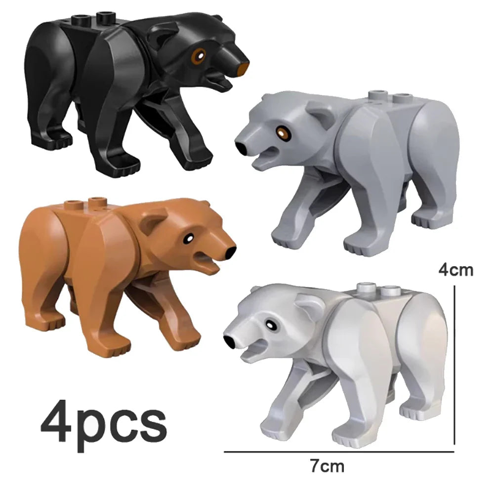 MOC Animal Scene Building Blocks – Zoo & Wildlife DIY Toy Bricks with Ducks, Cats, Dogs, Penguins, Eagles, Wolves, Bears, Deer, Sharks, Snakes, Mice, Sheep (K055)