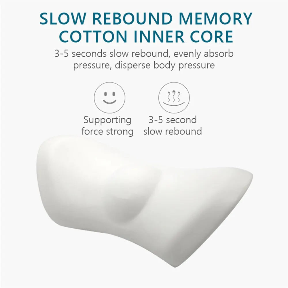 Breathable Memory Foam Lumbar Pillow — Car & Bed Cushion for Waist Support and Sleeping Comfort