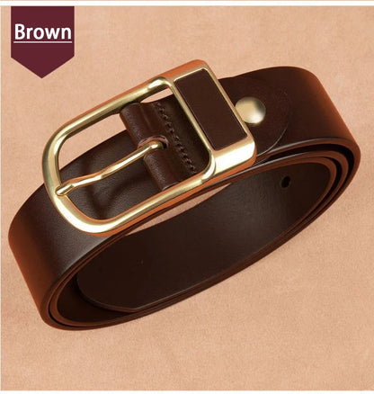 Genuine Leather Men's Belt – High-Quality Buckle, Cowskin Casual & Business Waistband, Cowboy Fashion Designer 2024 New