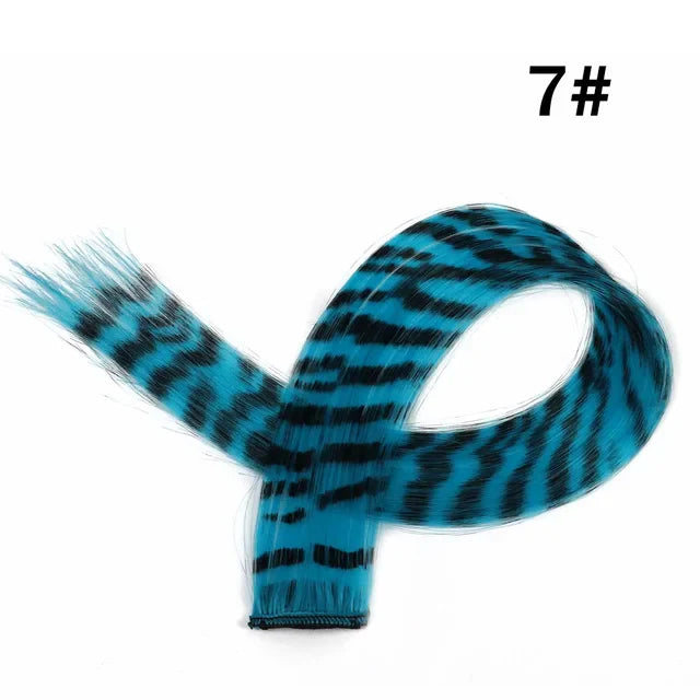 18" Synthetic Long Straight Hair Extension – High Temperature Clip-In Hairpiece, Feather Wig in Blue Rose Color for Women