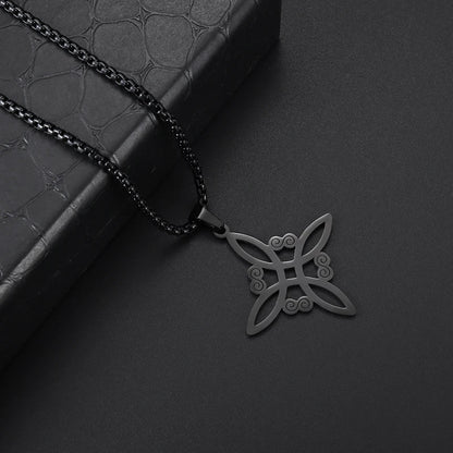 Witchcraft Witch Knot Necklace - Irish Trinity Knot Triple Spiral Pendant, Stainless Steel Ankh Cross Pentagram Amulet Jewelry