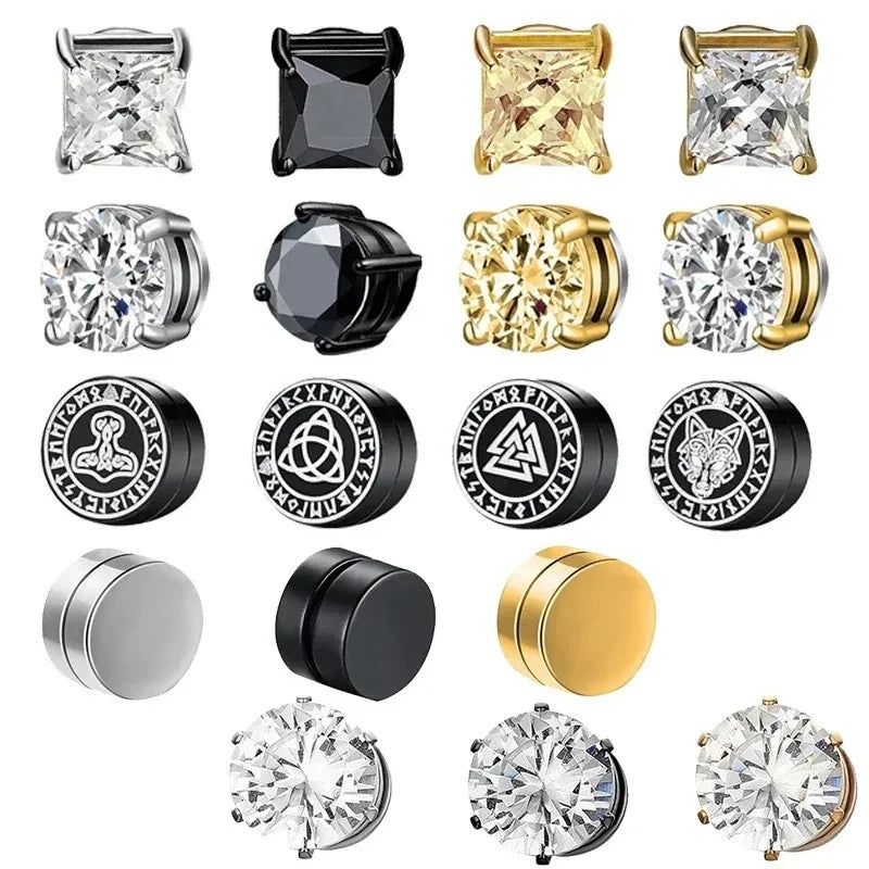Crystal Magnetic Ear Studs – Punk Round Zircon Non-Piercing Earrings for Men & Women