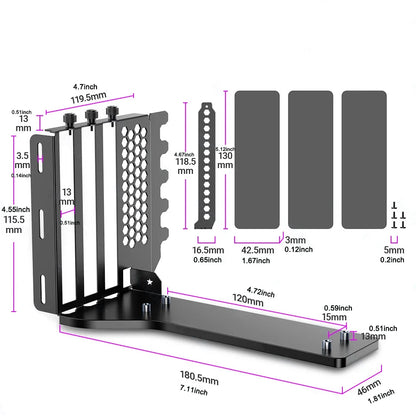 PCIe 3.0/4.0 x16 Vertical GPU Holder Kit - Graphics Card Riser Bracket Support for ATX & Micro ATX PC Cases