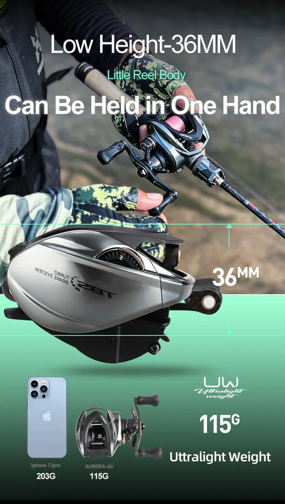 Histar Aurora AIR BFS Baitcasting Reel – Light Lure AT7 Aluminum Spool, 115G UL, 3D Dynamic Magnetic Braking System
