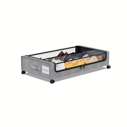 Underbed Storage Lockers with Wheels — Pull-Out Containers for Shoes & Clothes, Space-Saving for Dorms & Bedrooms