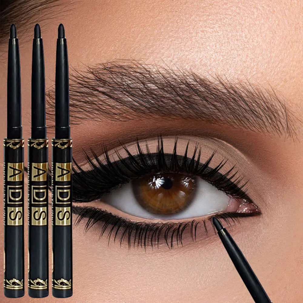 3PCS Waterproof & Sweat-Proof Black Eyeliner Pencils – Long-Lasting, Smudge-Proof with Easy Glide Formula for Bold Eye Makeup