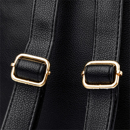 Luxury Leather Backpack for Women - Vintage Black Daypack, Casual School Bag for Girls, Mochila Rucksack Style