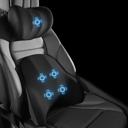 Car Electric Lumbar & Neck Massage Cushion | Single Headrest Vibration Pillow for Seat Support